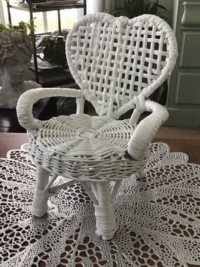 Vintage White Wicker Doll Chair